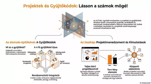 Projekt és gyűjtőkód infografika
