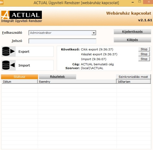 Webáruház kapcsolati modul
